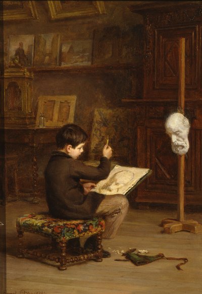 Young Boy Drawing from a Cast Head, 1879 by Pierre Edouard Frere